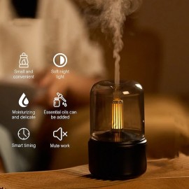 Candlelight Aroma Diffuser Portable 120ml Electric USB Air Humidifier Cold Fog Machine Atomizer with LED Night Light
