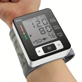 1pc Classic Wrist Blood Pressure Monitor With VoiceBlood Pressure Machine Have Large LCD Display - Digital Automatic Blood Pressure Wrist Cuff And Carrying Case Included(NO Battery Inside)
