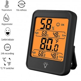 Indoor Thermometer Digital Hygrometer Room Thermometer Humidity Monitor With Backlight Thermometer For Room Temperature Room Indoor Thermometer Humidity Meter Temperature Humidity Monitor Battery
