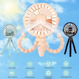 USB Charging Portable Fan Eight-claw Fish Mini Luminous Fan Can Be Hung Can Be Standing Can Be Wrapped Three Windshields
