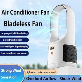 Portable Air Conditioner Electric Fan  Desktop Leafless Fan Mute Wireless Circulation Fan Home  Digital Display For Home Office Bedroom Tower Air Cooler
